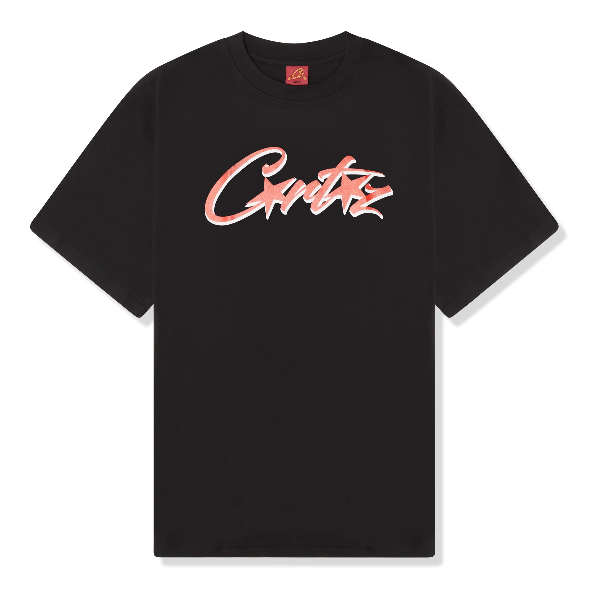 Front view of Corteiz Allstarz Black T Shirt